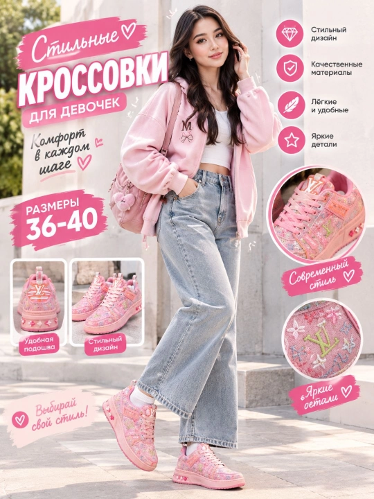 Кроссовки для женщин, женские розовые кроссовки, стильная удобная обувь на каждый день