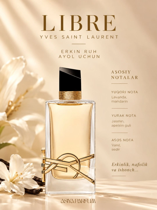 YSL Libre, ayollar va qizlar uchun parfyum , haqiqiy ayol jozibasi, sovg‘a sifatida, 50 ml