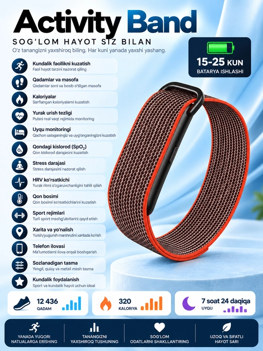 Aqlli fitnes Bilakuzuk Fit Bit,uyqu qadam va kaloriya nazorati - 