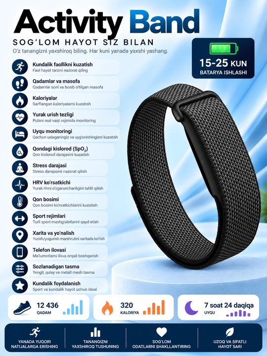 Aqlli fitnes Bilakuzuk Fit Bit,uyqu qadam va kaloriya nazorati - 