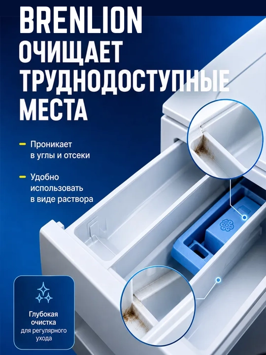 Kir yuvish mashinasi lotokini tozalash vositasi Brenlion LotoKlin. 300gr Tozalovchi vosita