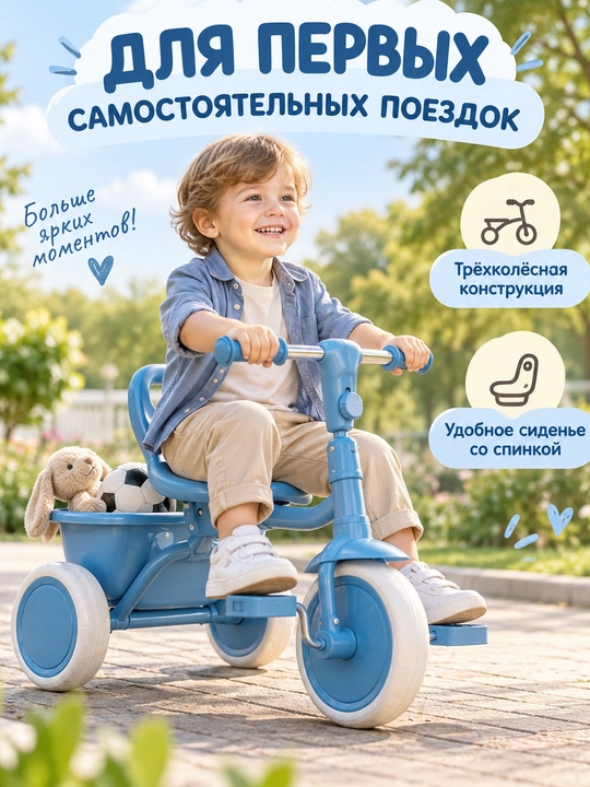 Детский велосипед трехколесный, велосипед с корзиной