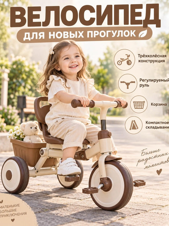 Детский велосипед трехколесный, велосипед с корзиной