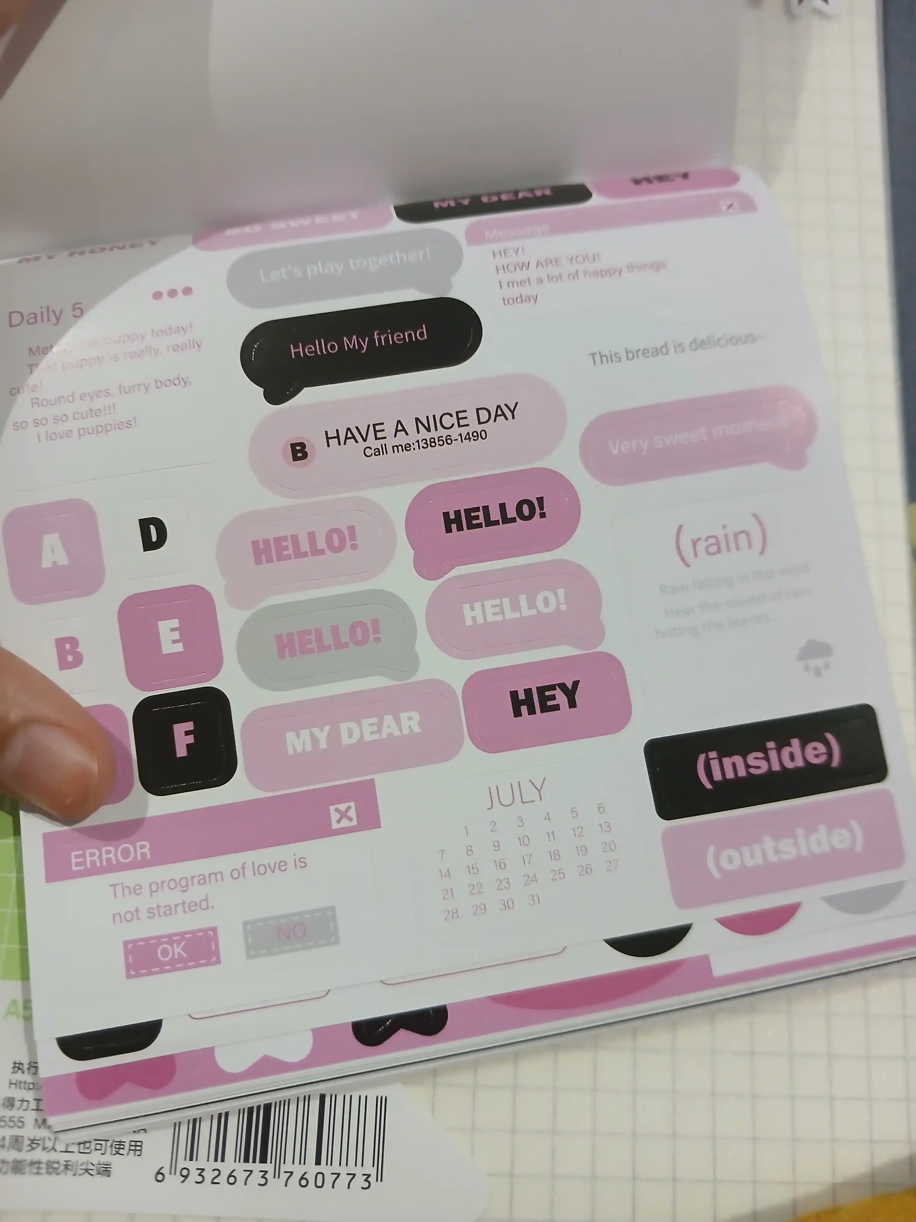 Kantselyariya stikerlari, scrapbooking uchun stikerlar