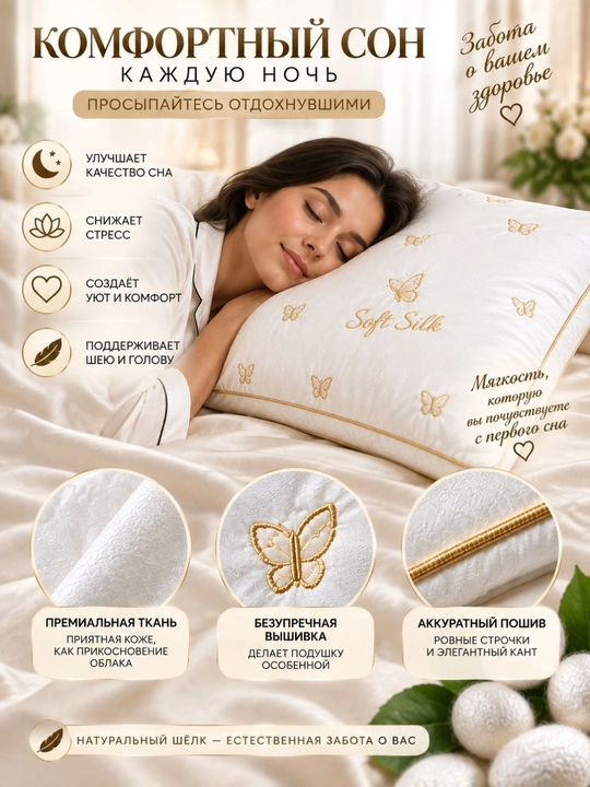 Soft Silk — yoqimli uyqu va qulaylik uchun nafis yostiq - 