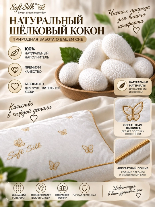 Soft Silk — yoqimli uyqu va qulaylik uchun nafis yostiq