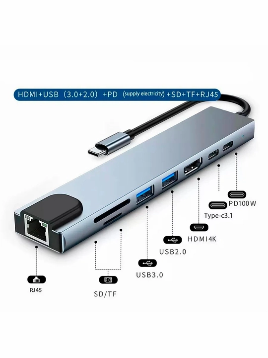 USB HUB 3.0 Type A+C 4 portli, USB hub adapteri