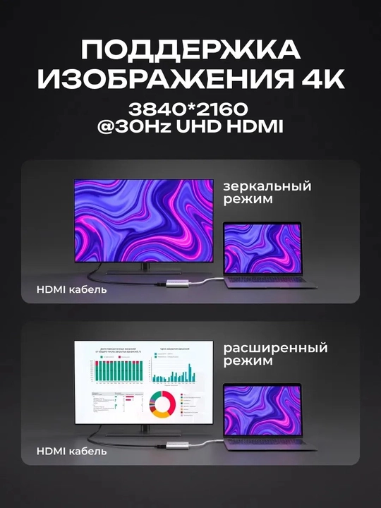 USB HUB 3.0 Type A+C с 4 портами, USB - адаптер концентратор, переходник