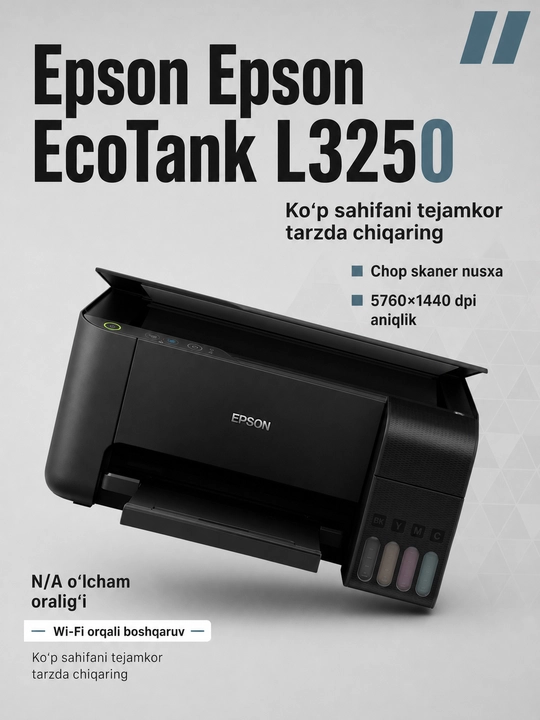 Epson EcoTank L3250 rangli Wi-Fi printer, skaner va nusxa ko‘chirgich - 