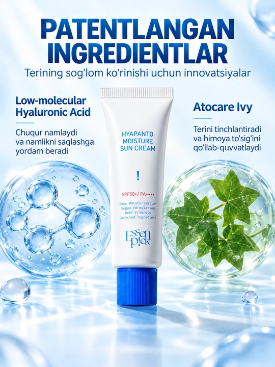 Essenpick SPF krem 50+ PA++++, namlantiruvchi va quyoshdan saqlovchi yuz kremi, 50 ml