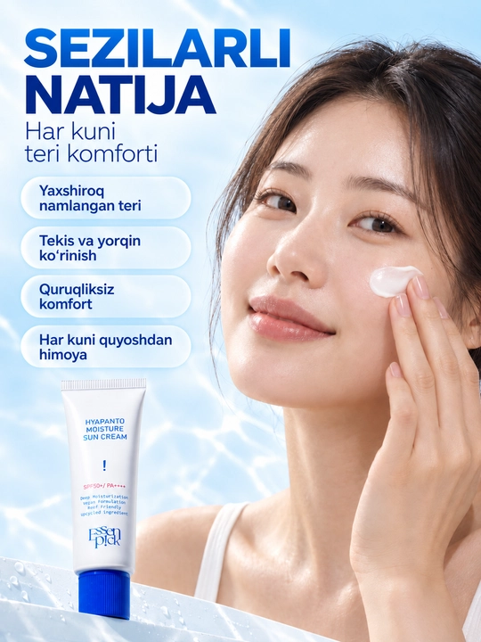 Essenpick SPF krem 50+ PA++++, namlantiruvchi va quyoshdan saqlovchi yuz kremi, 50 ml