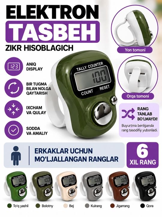 Elektron tasbeh — zikr hisoblagich, barmoq uchun elektron hisoblagich - 