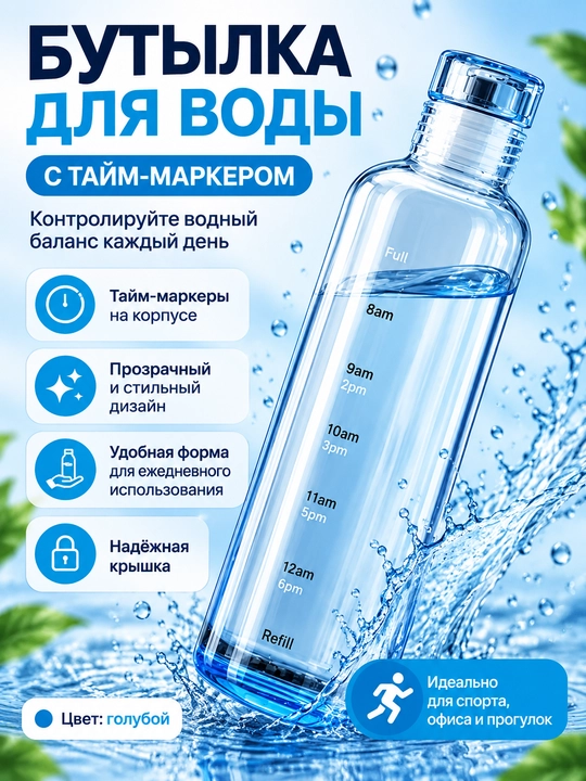 Бутылка для воды Prinsessa для спорта и повседневного использования, 500 мл, для девочек - 