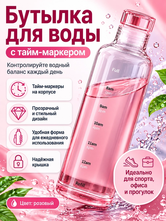 Бутылка для воды Prinsessa для спорта и повседневного использования, 500 мл, для девочек - 