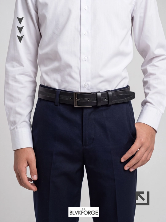 O‘smirlar uchun kamar, charm, klassik, 100 sm, kengligi 3 sm, qora/to‘q ko‘k, maktab uchun