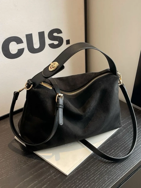 Ayollar zamshali hobo tote sumkasi, yelkaga, qisqa tutqich va uzun tasma bilan - 