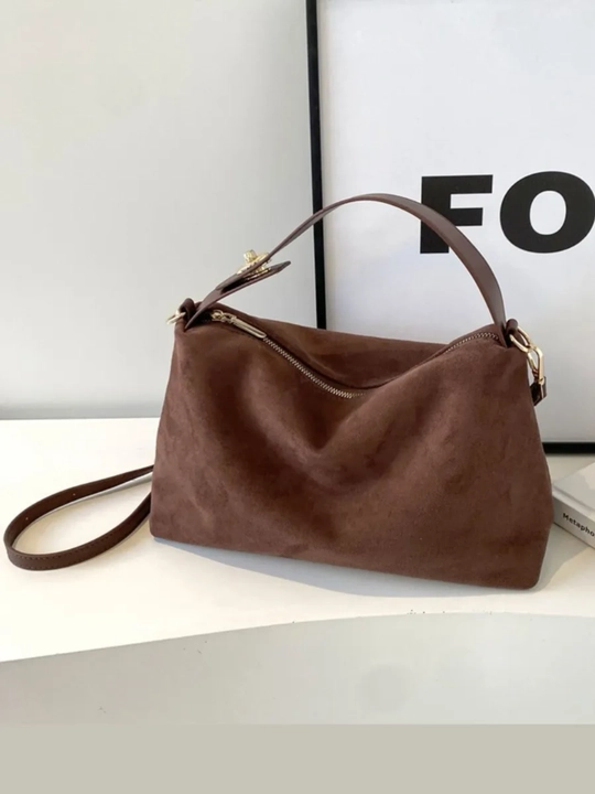 Ayollar zamshali hobo tote sumkasi, yelkaga, qisqa tutqich va uzun tasma bilan