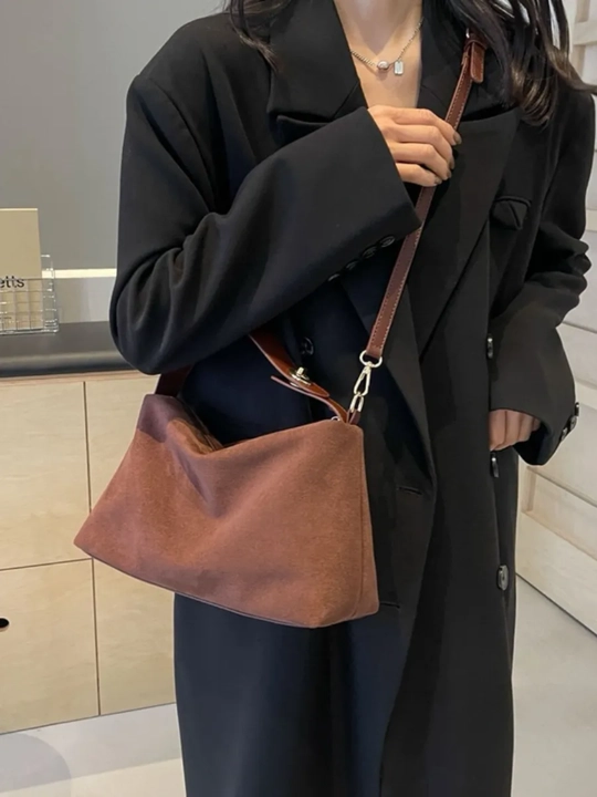 Ayollar zamshali hobo tote sumkasi, yelkaga, qisqa tutqich va uzun tasma bilan