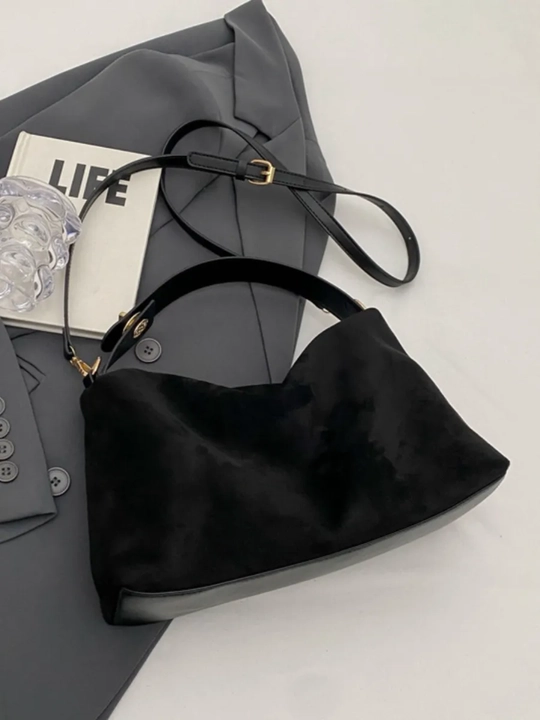 Ayollar zamshali hobo tote sumkasi, yelkaga, qisqa tutqich va uzun tasma bilan