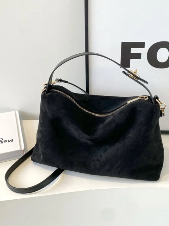Ayollar zamshali hobo tote sumkasi, yelkaga, qisqa tutqich va uzun tasma bilan