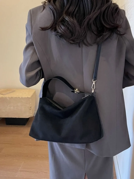 Ayollar zamshali hobo tote sumkasi, yelkaga, qisqa tutqich va uzun tasma bilan
