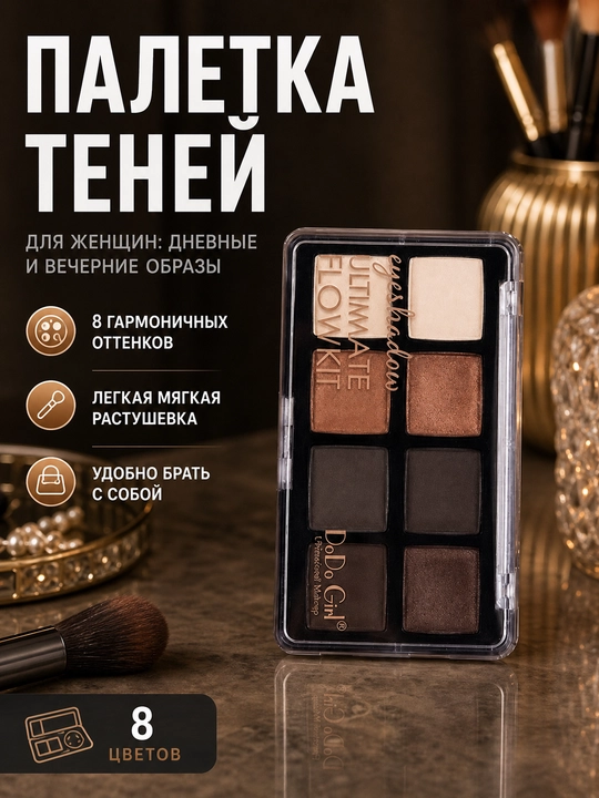 Палетка теней для век DoDo Girl Ultimate Flowkit, 8 цветов - 