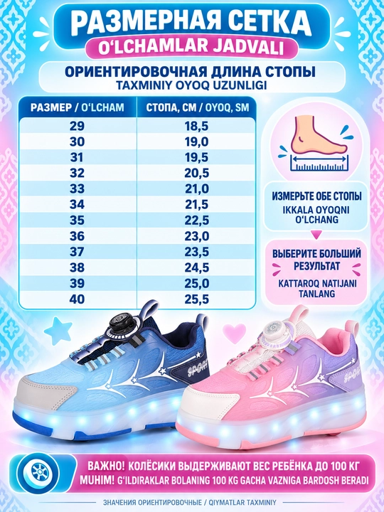 Роликовые кроссовки для девочек и мальчиков, размер с 29 по 40