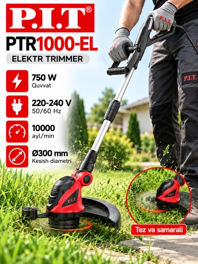 P.I.T. PTR1000-EL elektr trimmer 750 Vt, 300 mm, kuchli