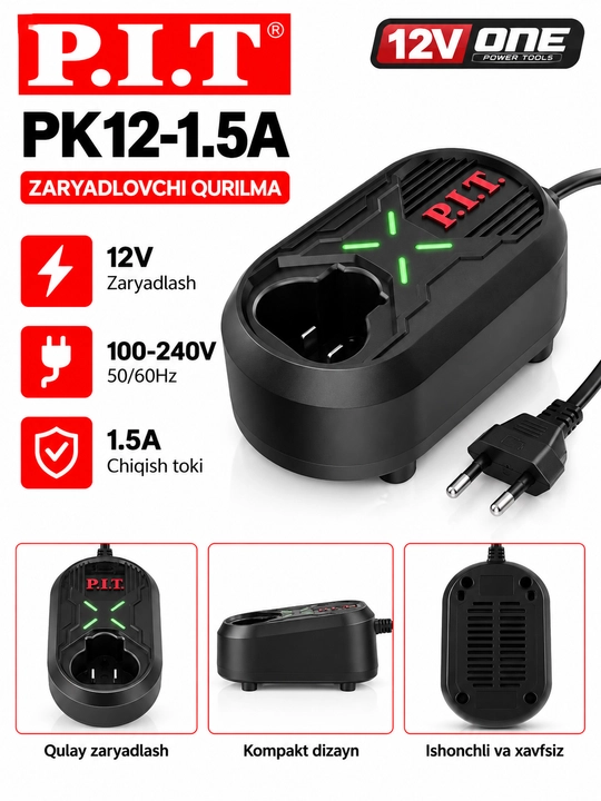 P.I.T. PK12-1.5A 12V akkumulyator zaryadlovchi qurilma