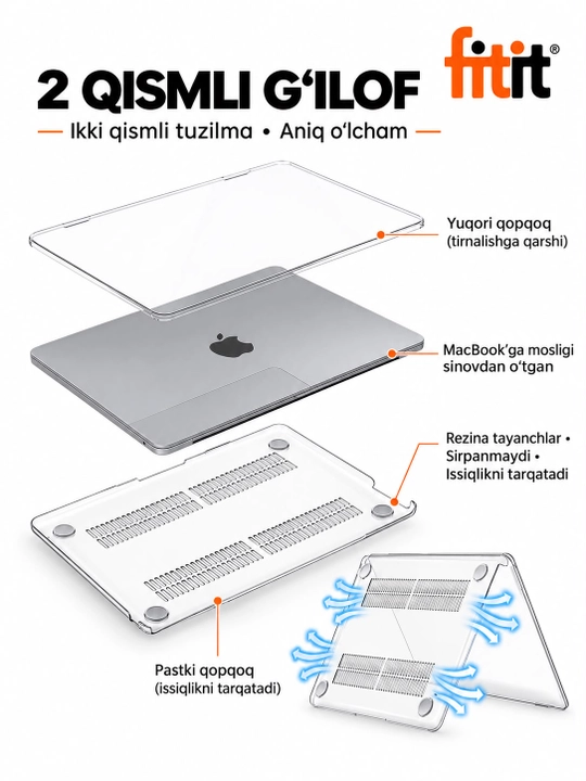 G'ilof Macbook Air, Pro, Neo, 13, 13.6, 14, 15, 16, M1, M2, M3, M4, M5, Max, Apple-FITIT - 