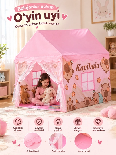 Bolalar uchun o‘yin uychasi, 120x100x130 sm - 