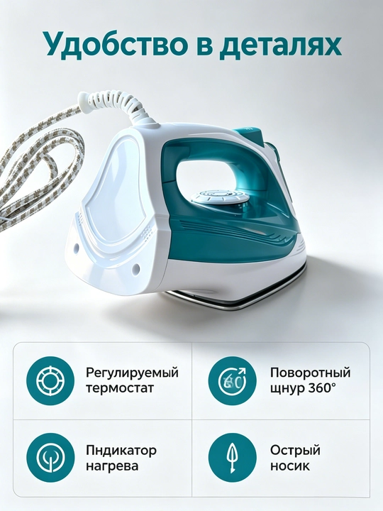 Ishonchli bug'li dazmol SOKANY SK-11023, 2000W, sopol taglik, 3 dazmollash rejimi