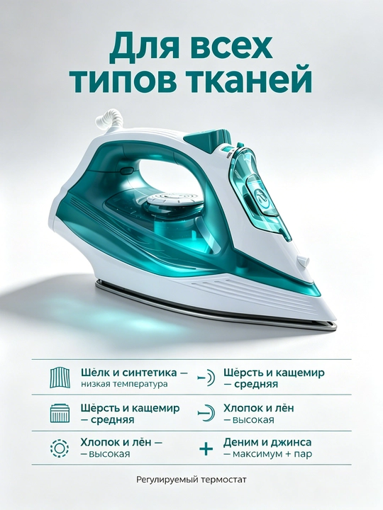 Ishonchli bug'li dazmol SOKANY SK-11023, 2000W, sopol taglik, 3 dazmollash rejimi
