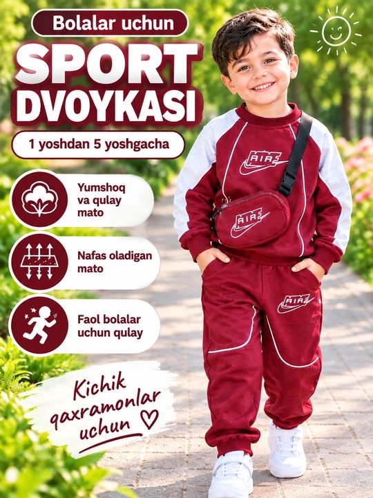 Современный спортивный костюм-двойка для мальчиков, 1–5 лет - 