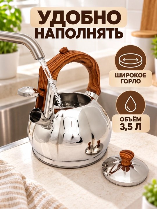 Стильный чайник со свистком и керамическим покрытием, для всех плит