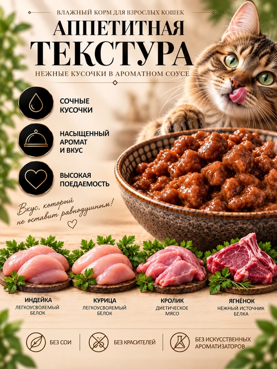 Justin mushuklar uchun nam yem assorti 4 ta ta’m 75 gr 28 dona