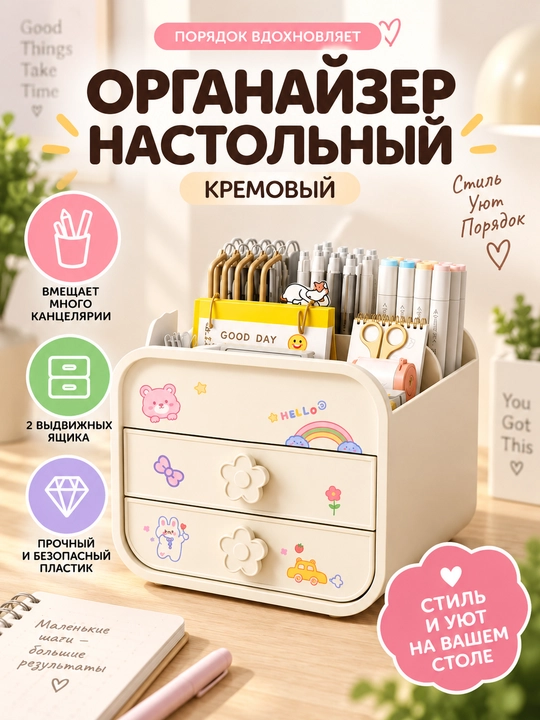 Органайзер для канцелярии, косметики, мелочей, украшений, ручек, карандашей - 
