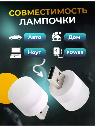 Mini led yoritgich USB, oq, 3 W, 2dona