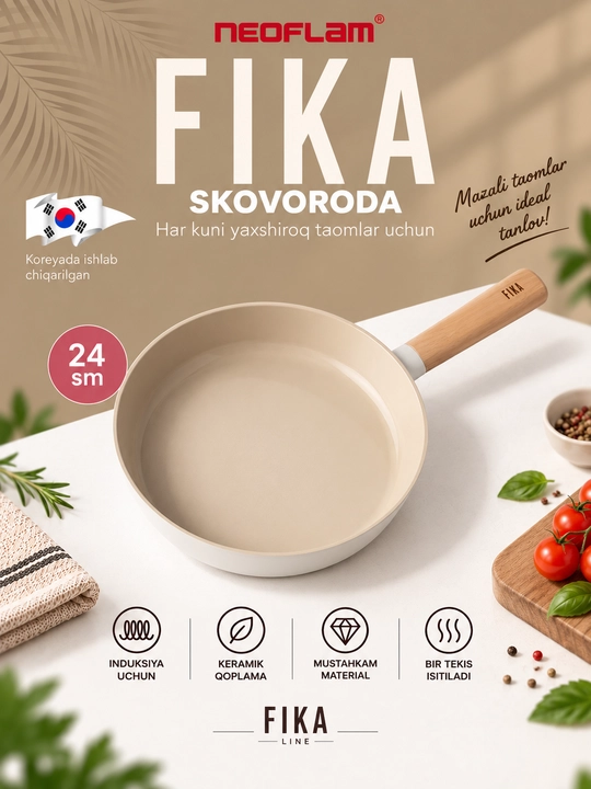 Neoflam tovalar, keramik qoplamali, quyma alyuminiy, induksion, skavarodka, skavaroda - 