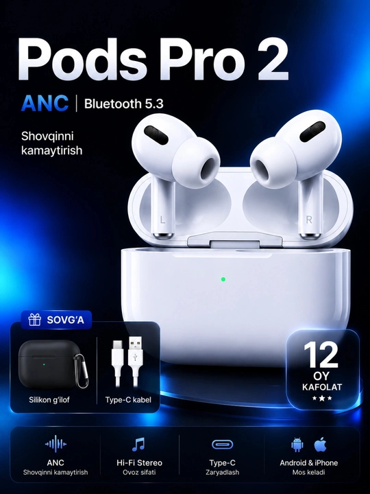 Pods Pro 2, Bluetooth-наушники, ANC беспроводные наушники, для Android и iPhon