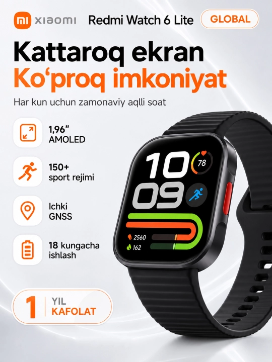 Умные часы Xiaomi Smart Watch Redmi Watch 6 Lite, AMOLED дисплей 1.96", Global - 