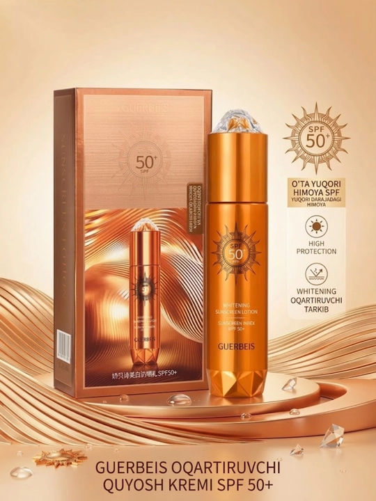 Guerbeis Whitening Sunscreen Lotion SPF 50+ — Quyoshdan saqlovchi va oqartiruvchi losyon, 150 ml