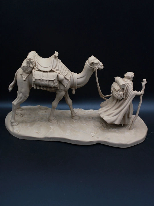 "Sayohatatkor va Tuya" 3D-diorama. Kolleksiya va stol usti uchun sharqona suvenir