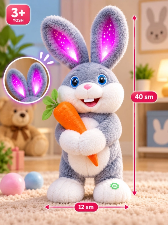 Интерактивная игрушка зайчик, танцует и повторяет речь, 40 см