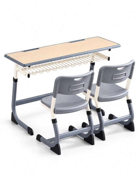 Детский стол и стул для двоих, комплект с 2 стульями и полкой для книг
