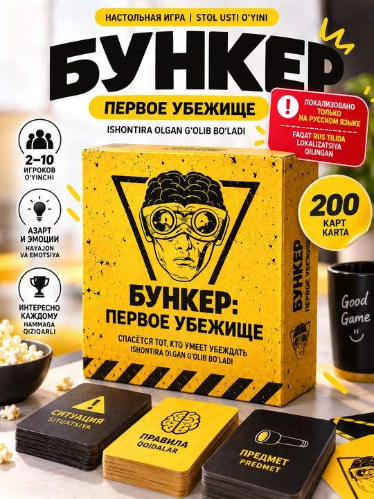 Бункер: Первое убежище — настольная игра 18+ для компании, 200 карт - 