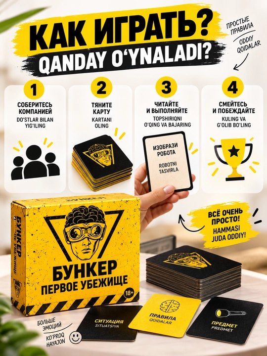 Бункер: Первое убежище — настольная игра 18+ для компании, 200 карт