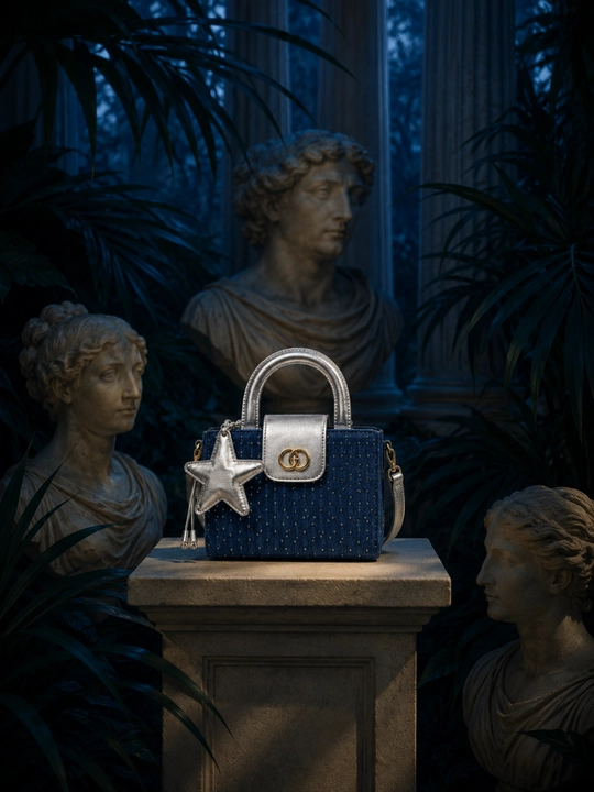 Chanel yozuvli ayollar mini sumkasi, denim, yelka tasmali
