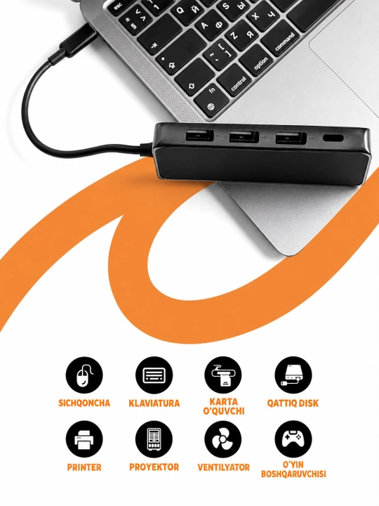 Hab 8 tasi 1 da, Ko‘pportli Adapter 4K HDMI, PD, SD TF Karta O‘quvchi, XPS, Type-C - FITIT