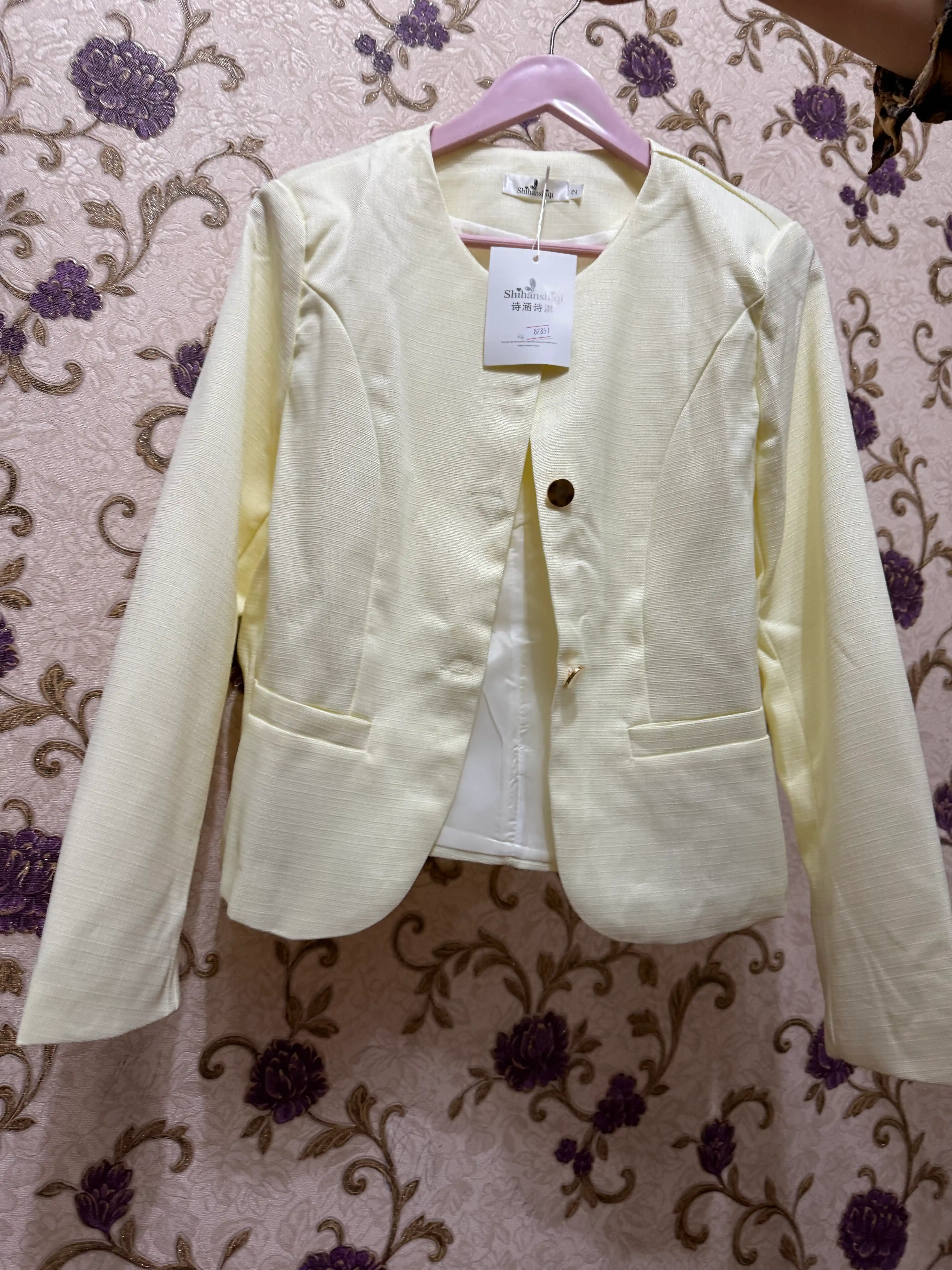 Tvid jaket, klassik pidjak, dumaloq yoqali kostyum, ayollar uchun bahor va kuzgi, L va XL